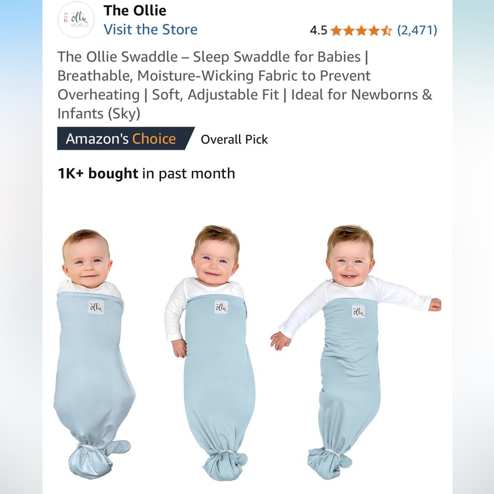 Sky Blue Ollie Baby Swaddle